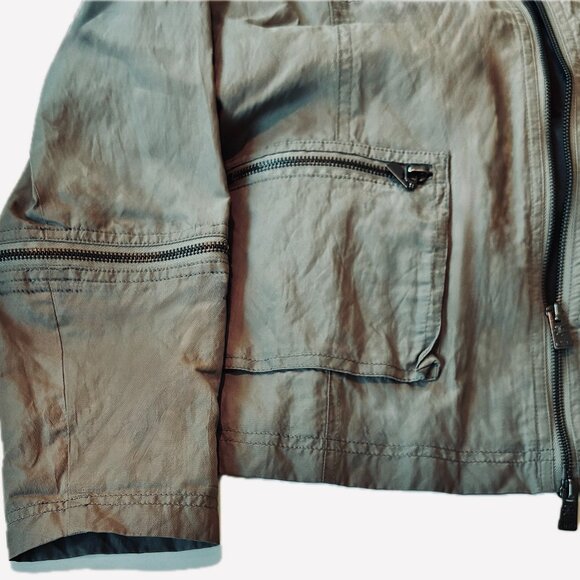 Utility Jacket by Cino Beige Waterproof Zipper Pockets & Sleeves Wm Sz L NWOT - Picture 8 of 12